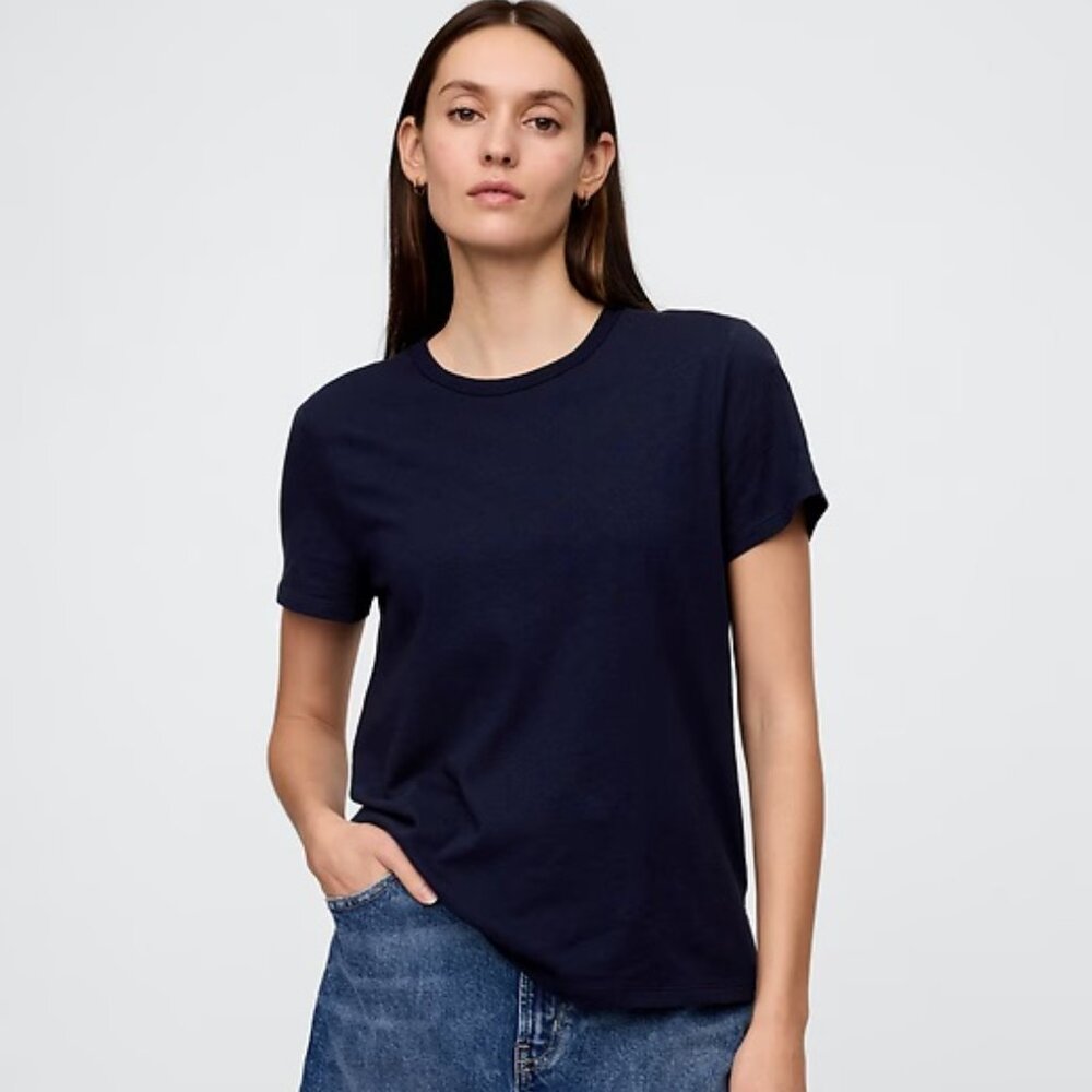 NWT GAP Favorite Crewneck T-Shirt Navy Blue Size S Basics - Picture 11 of 14